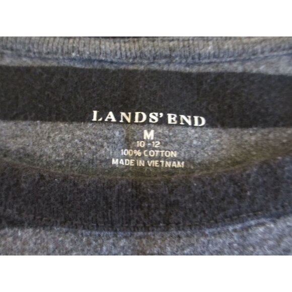 Lands End Womens Gray & Black Striped Long Sleeve Cotton Shirt Size M - Picture 3 of 3